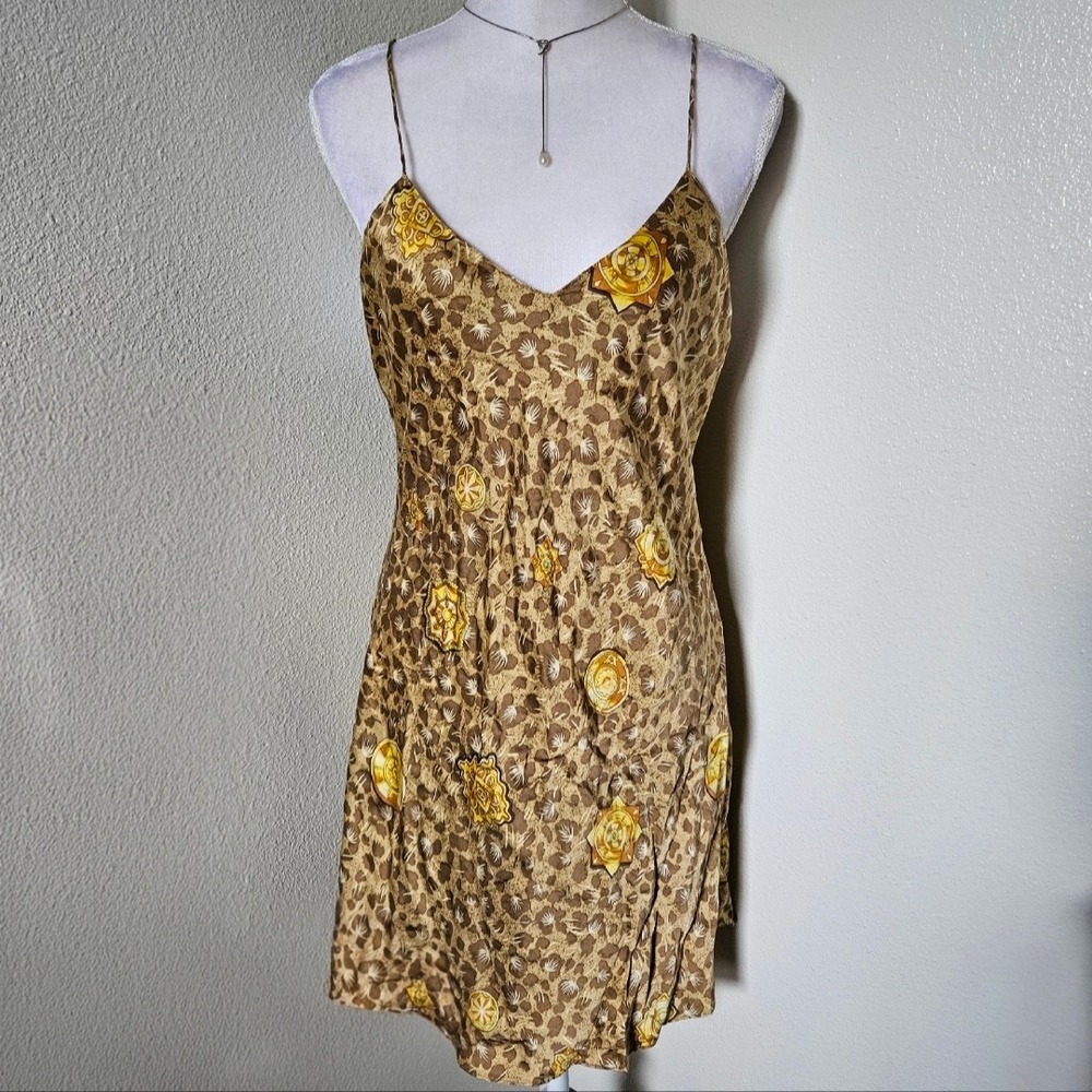 Victorias Secret Vintage 100% Silk Leopard Medallion Slip Dress Lingerie - Picture 2 of 5